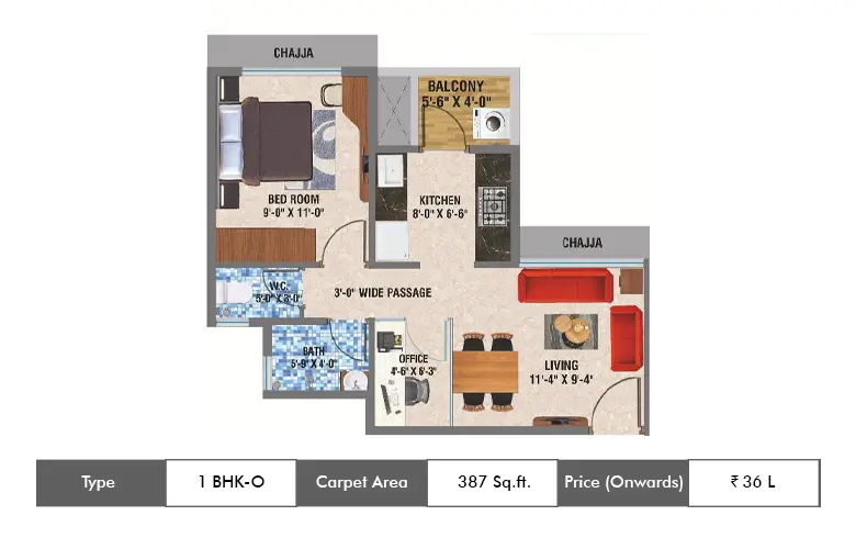 2 BHK-528 Sq.ft