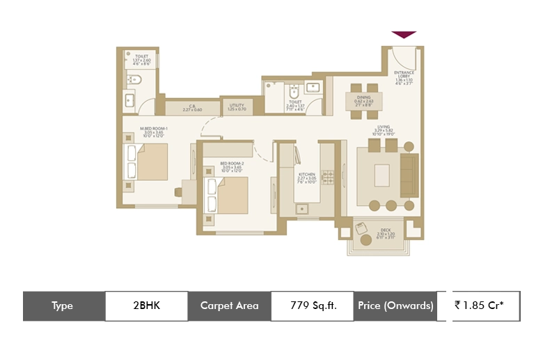 2 BHK 779 Sq.ft