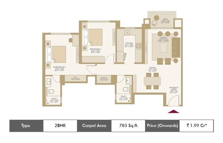 2 BHK 783 Sq.ft