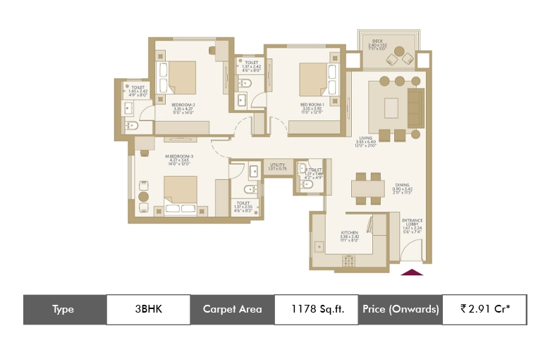 3 BHK 1178 Sq.ft