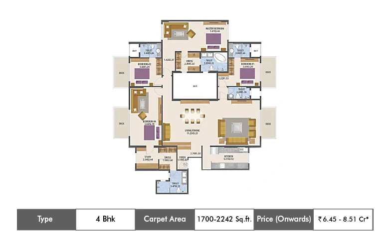 4 BHK-1700-2242 Sq.ft