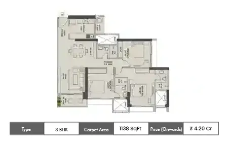3 BHK 1138 - 1311 SqFt