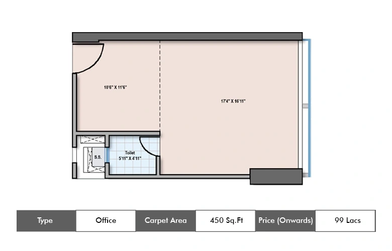 Office 1 - 450 Sq.ft.