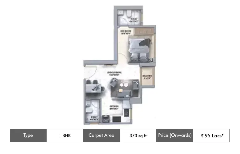 1BHK-373 Sq.ft