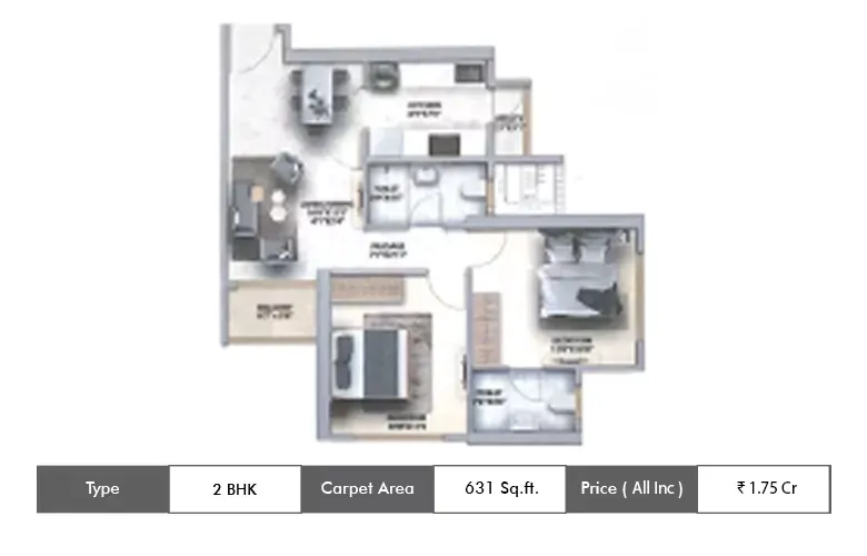 2BHK-630 Sq.ft.