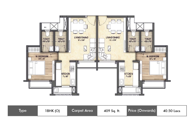 1 BHK-409 Sq.ft.