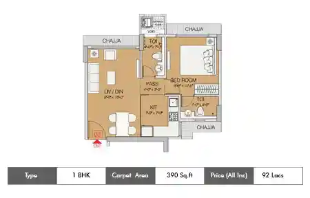 1 BHK-390 Sq.ft.
