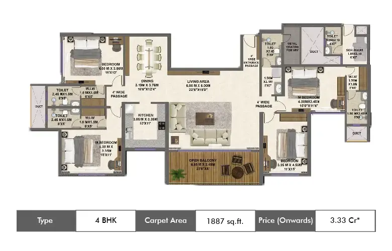 4 BHK-1887 Sq.ft.