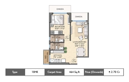 1 BHK-484 SqFt