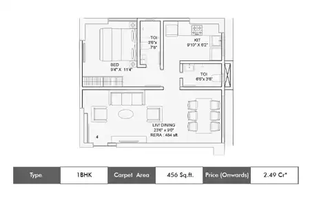 1 BHK-456 Sq.ft.