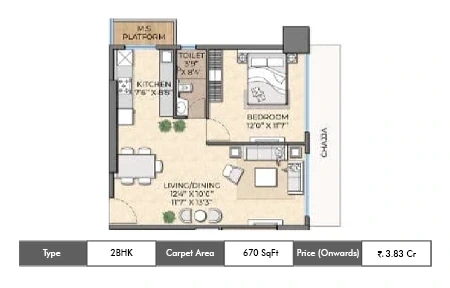 2 BHK-549 SqFt
