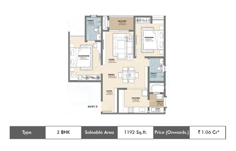 2 BHK-1192 Sq.ft